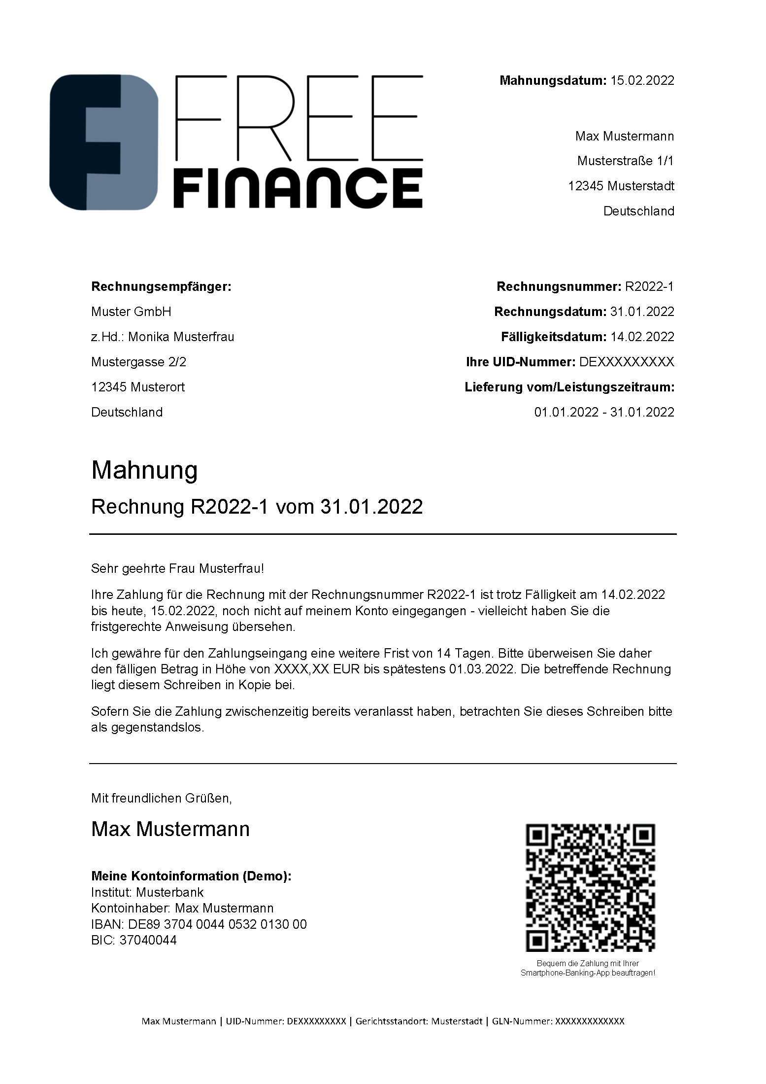 Mahnung schreiben 2023 ⇒ Anleitung & Vorlagen FreeFinance